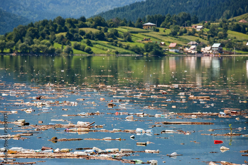 idyllic landscape ruined buy heavy pollution on water
