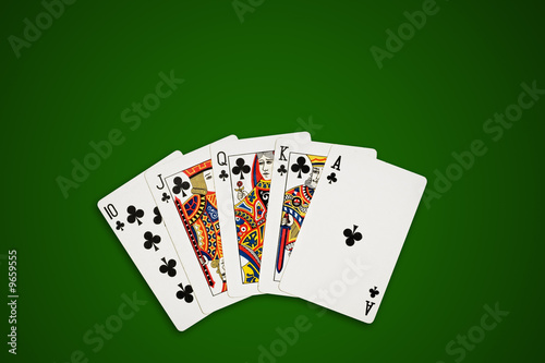 Obraz na płótnie poker cards on green . Clippin path excludes the shadow.