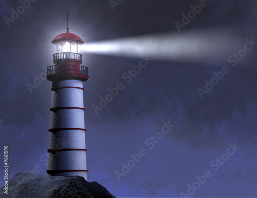 Photo Night Lighthouse Beam