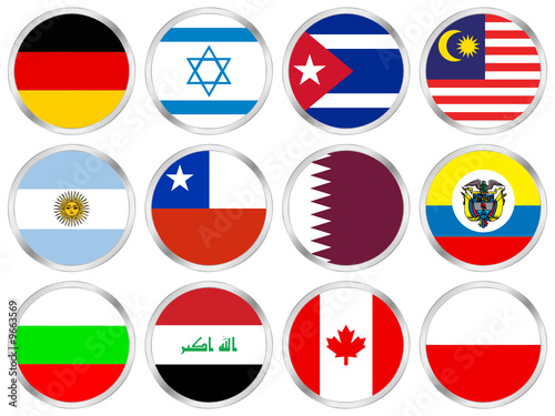national flags circle icon set 4