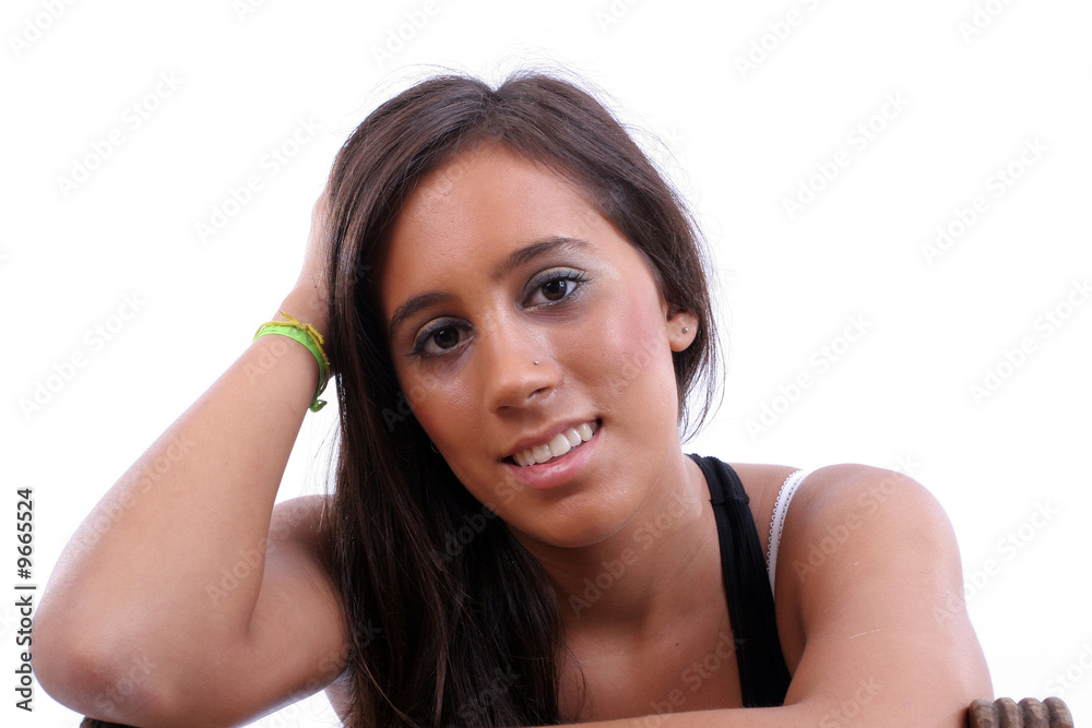 Young beautiful woman portrait, isolated over white background Young beautiful woman portrait, isolated over white background