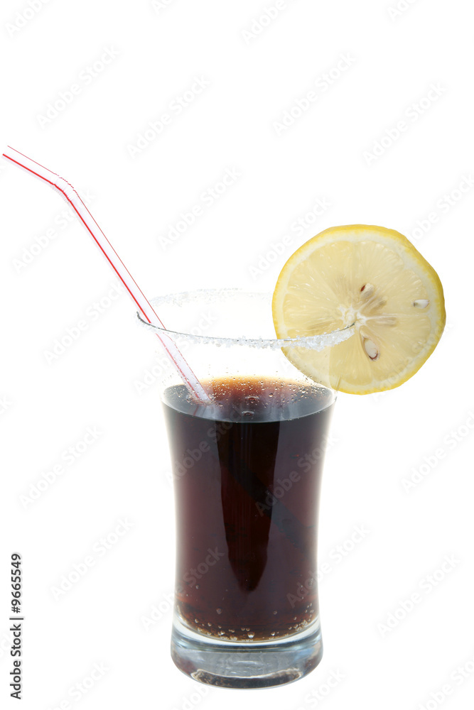Glass of Coke with lemon isolated on white background Glass of Coke with lemon isolated on white background