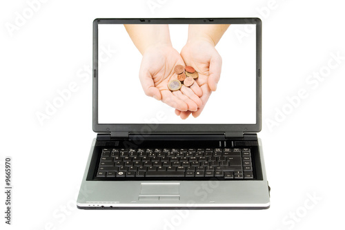 Laptop with business concept on screen isolated