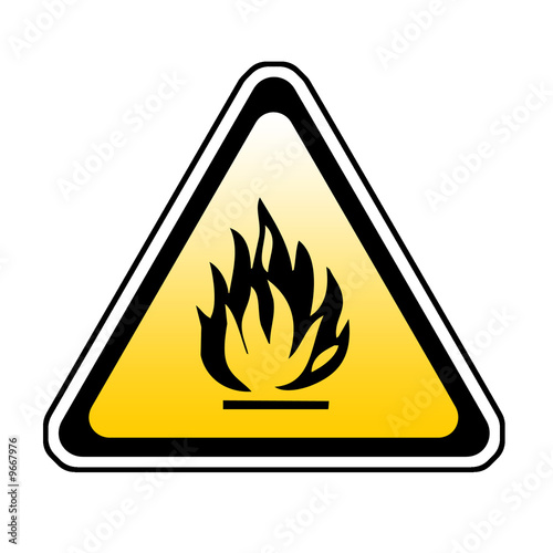 Triangle Fire Warning Sign - Symbol, White Background