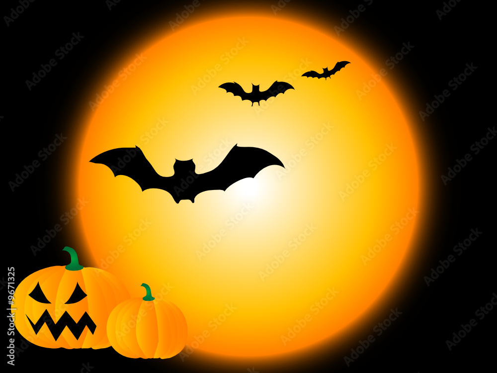 Fototapeta premium Vector illustration of the moon and pumpkins