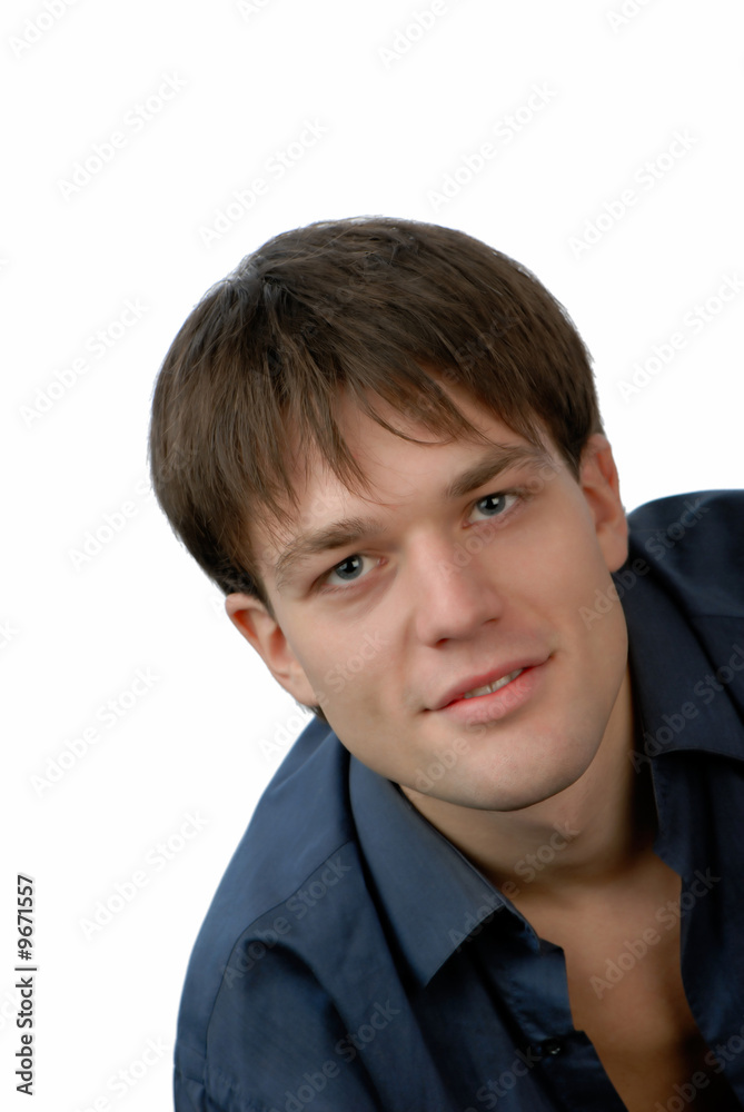 Man's portrait on white background, close up Man's portrait on white background, close up