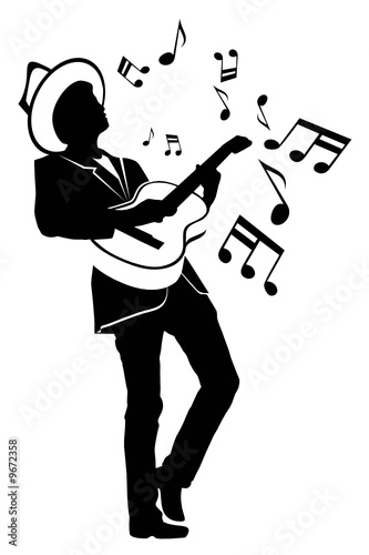 Silhouette of Man Playing Guitar