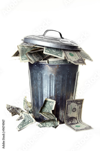 Throwing Money Away Concept, against white ground