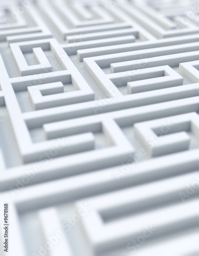 Rendering of a photorealistic white maze