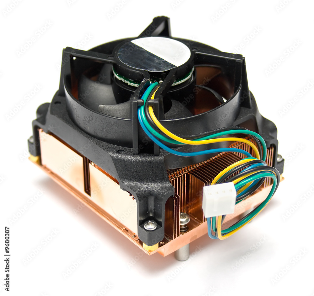 Fototapeta premium Computer cooler on the processor. Isolation on a white