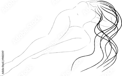 Fotografie reclining nude line drawing
