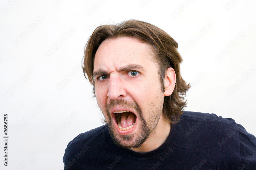 portrait of an evil man shouting portrait of an evil man shouting