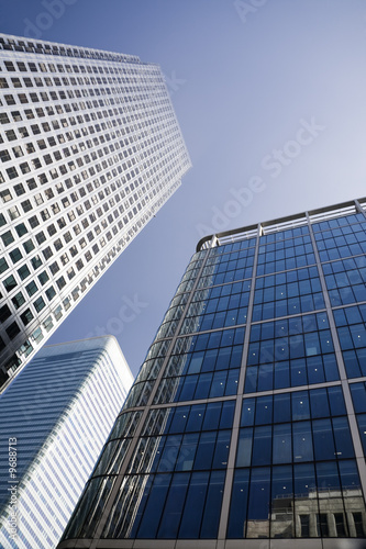 Canary Wharf in the London financial district with copy space
