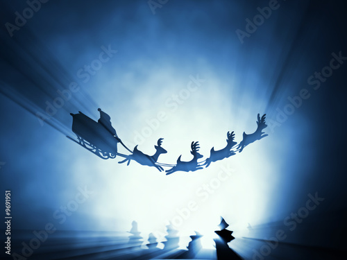 Fototapeta Naklejka Na Ścianę i Meble -  flying santa sledge