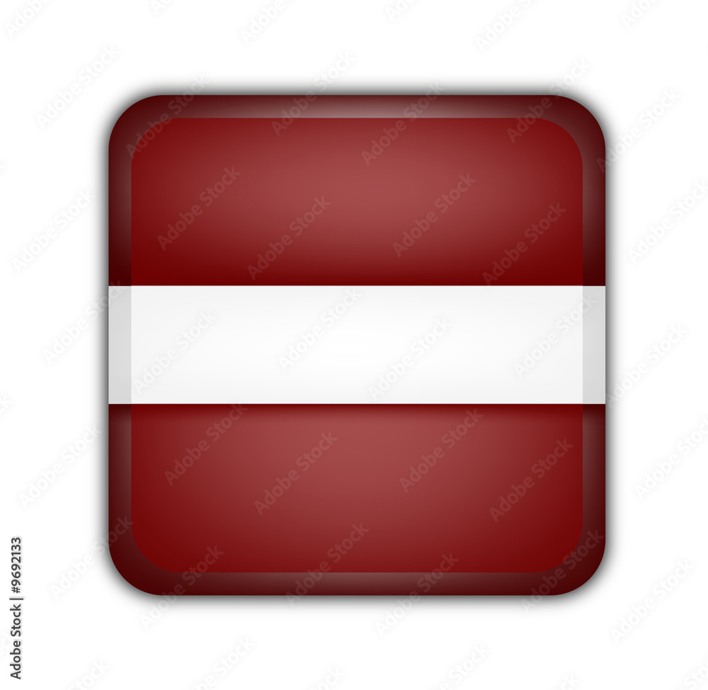 flag of latvia, square button on white background flag of latvia, square button on white background