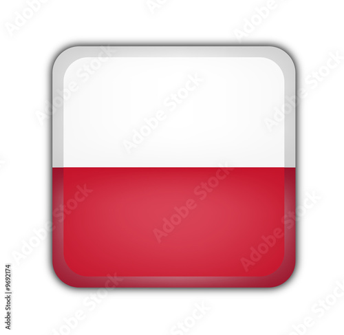 Free Download flag of poland, square button on white background - GFXLoad