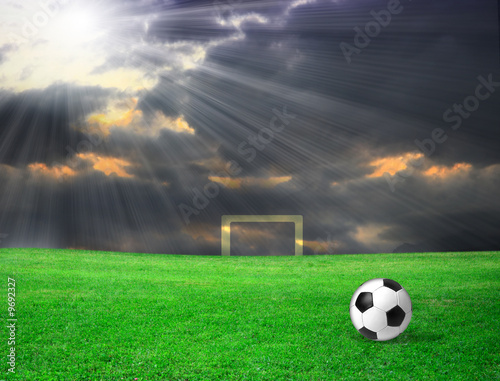 Soccer ball on grass © Kudryashka