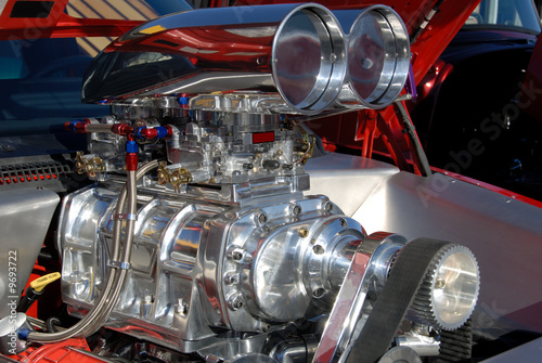 Supercharger on an American Hot Rod engine. photo