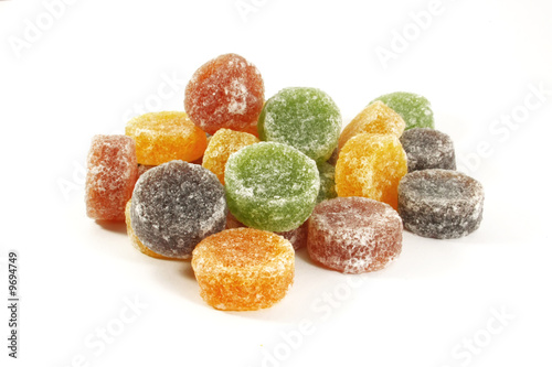 Pile of Candy Jelly Chews Laid Out on a White Background