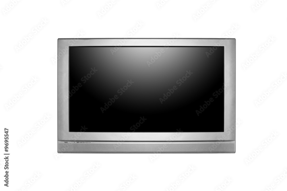 Large Screen Television Isolated With Empty Black Screen Large Screen Television Isolated With Empty Black Screen