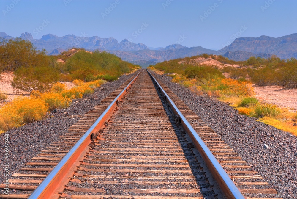 Fototapeta premium Desert railroad tracks in the Arizona desert