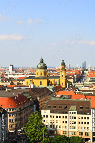 The aerial view of Munich city center from the City Hall