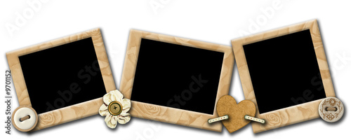 Grunge photo frameworks in a retro style on a white background