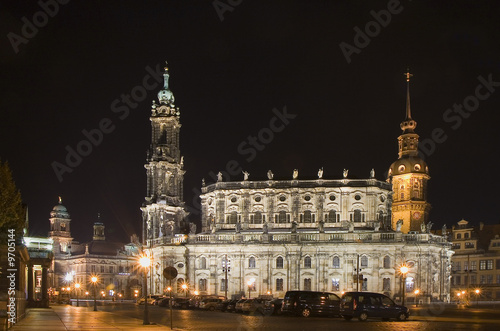 Cathédrale de Dresde la nuit