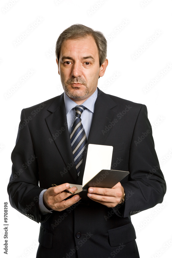 pensive mature business man, isolated on white pensive mature business man, isolated on white