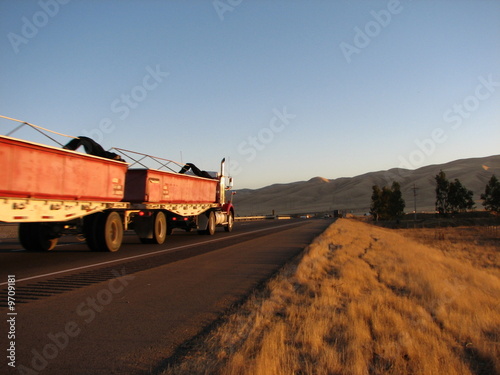Red truck on the road
