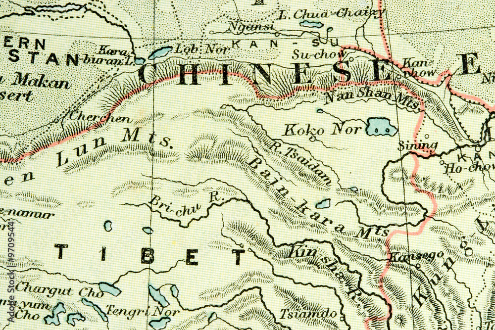Fototapeta premium Vintage (1907 copyright-expired) map