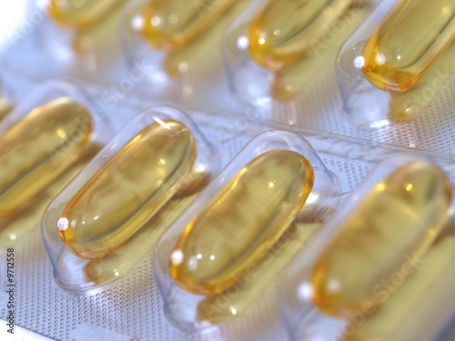 Closeup shot of omega-3 (salmon oil) pills
