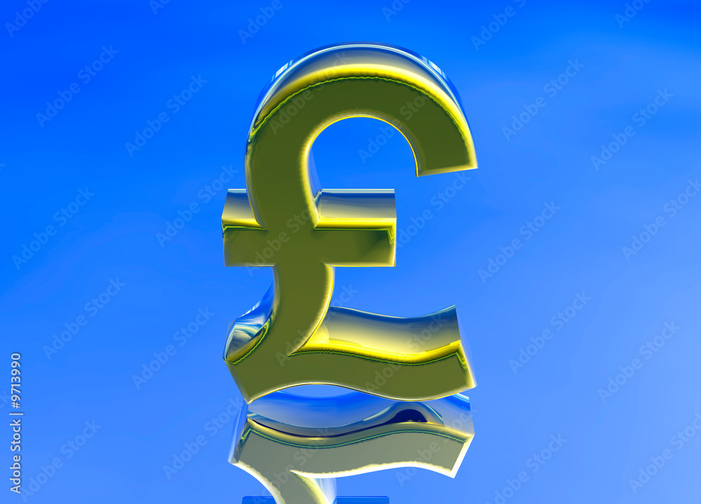 Fototapeta premium Gold UK GBP Pound Sterling Currency Symbol on Blue Background