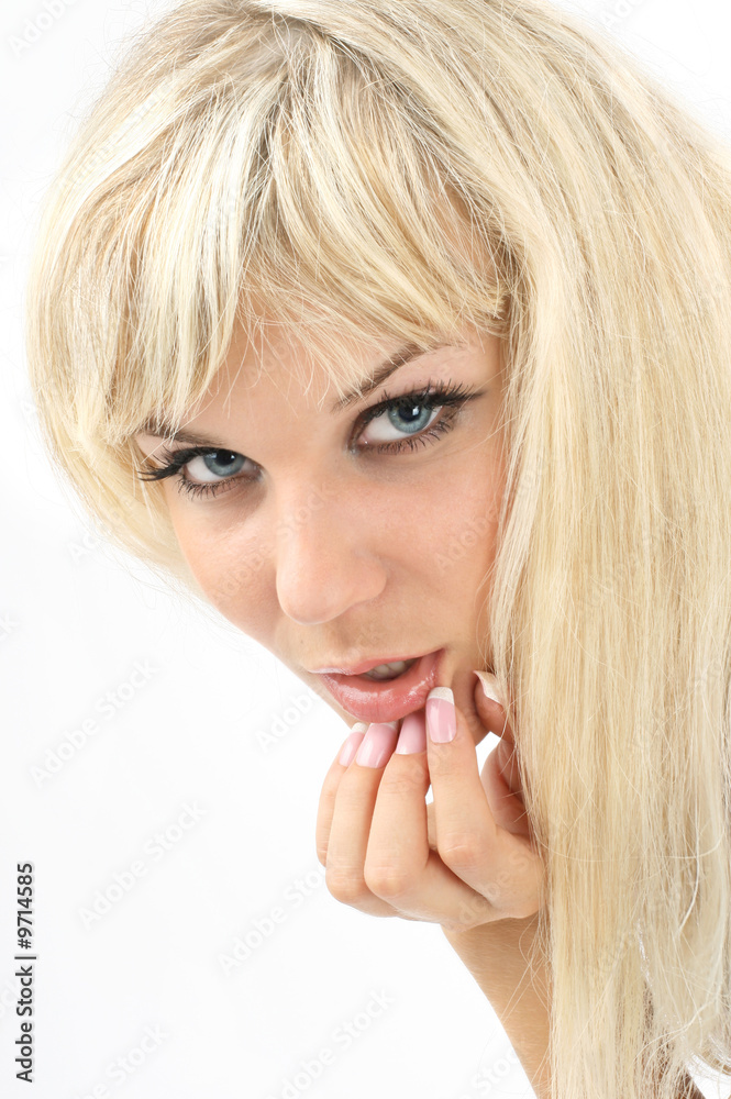 Portrait of the beautiful blonde on a white background Portrait of the beautiful blonde on a white background
