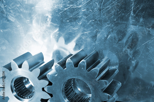 Bilde på lerret gear machinery in blue toning