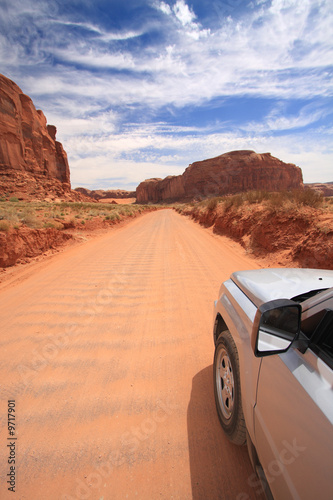 4x4 on road in Monument Valley