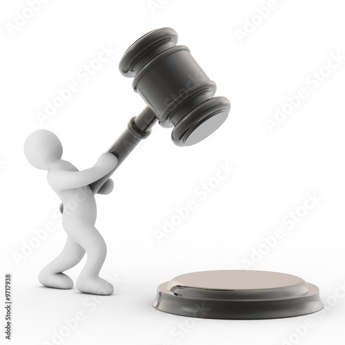 man gavel on white background