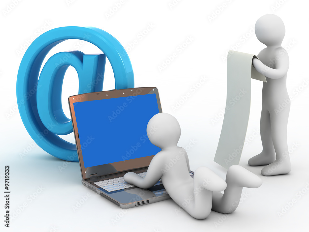 symbol e-mail, notebook and people on white background symbol e-mail, notebook and people on white background