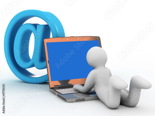 symbol e-mail, notebook and people on white background