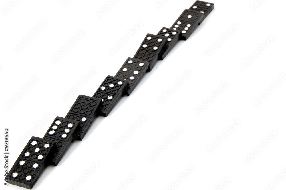chain of dominoes isolated on a white background
