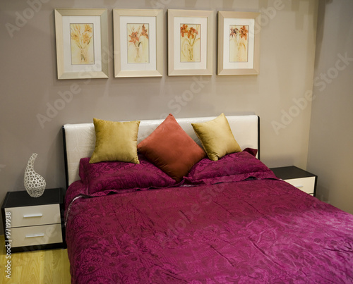 Interior of the room with large bed