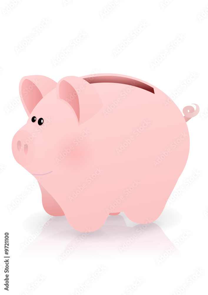 Cochon rose tirelire souriant (reflet) Cochon rose tirelire souriant (reflet)