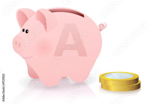 cochon rose tirelire livret A  (reflet)