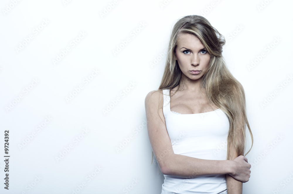 beautiful blond girl on white beautiful blond girl on white
