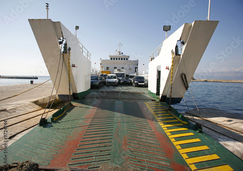 Slika na platnu Car ferry boat in Croatia linking the islands to mainland