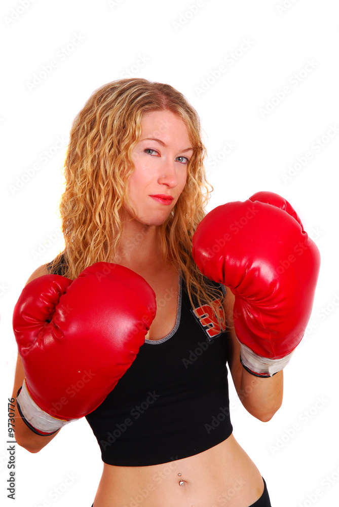 Attractive young woman in a boxing pose Attractive young woman in a boxing pose