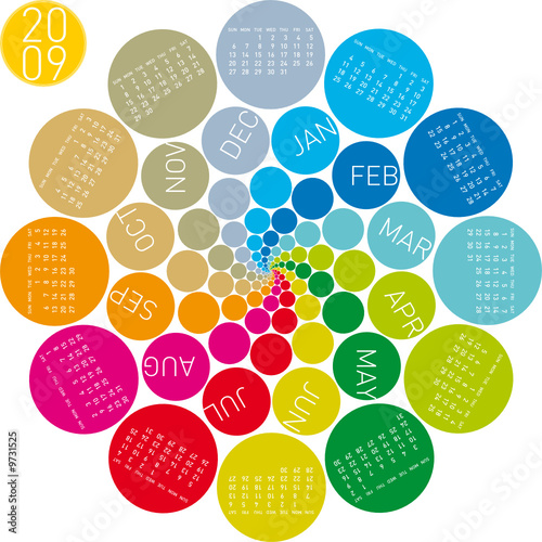 colorful and rotating calendar for 2009.