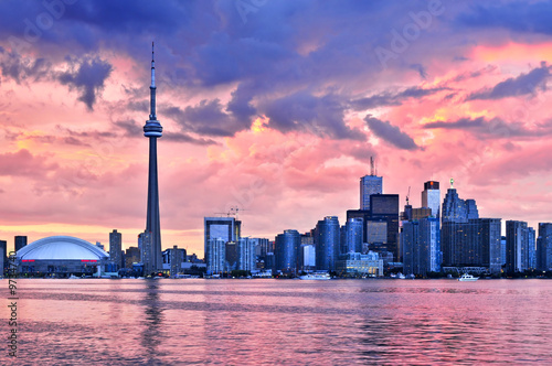 Photography Scenic view at Toronto city waterfront skyline at sunset