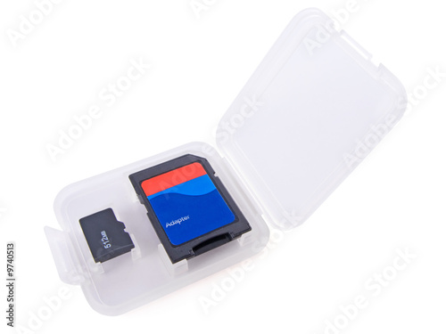 Micro SD memory card and its adapter in a box