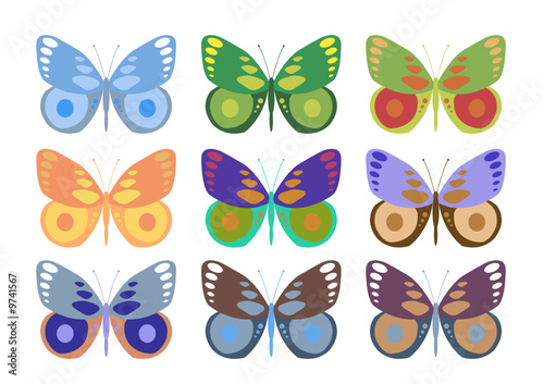 Wallpaper Mural a set of colorful butterflies Torontodigital.ca